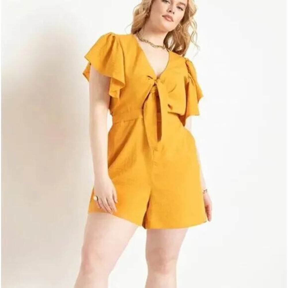 Eloquii Tie Bodice Romper With Flutter Sleeves In… - image 2